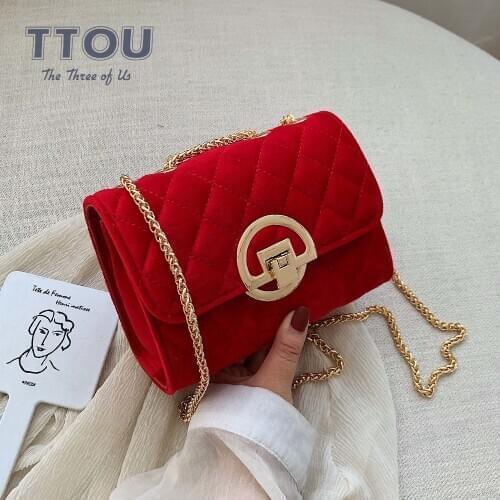 Fashion Velvet Mini Crossbody Bags For Women Small Lady Shoulder Messenger Bag Luxury Designer Flap Purses and Handbags 2021