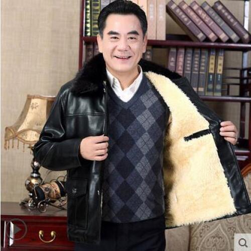 Thermal autumn and winter medium-long coats mens leather jackets men jaqueta de couro masculino plus velvet thickening black