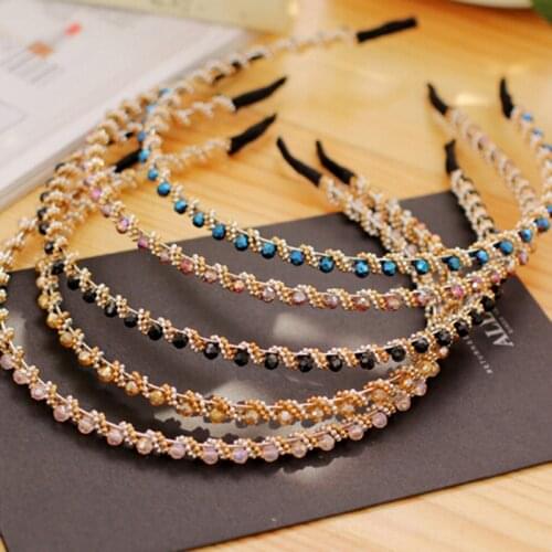 1PC Crystal Women Single Row Crystal Beaded Hair Bands Rhinestone Jewelry Headband Hair Band Accessories