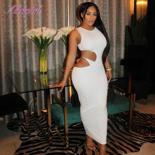 Cut Out Maxi Dress Women 2021 Sexy Solid Color O-Neck Sleeveless Bodycon Long Dress Summer Outfit Party Clubwear Dresses Vestido