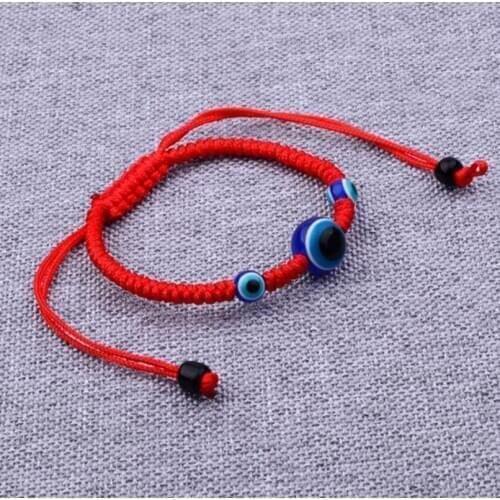 10pcs Handmade Weave Blue Eye Lucky Red Cord String Adjustable Bracelet Bangles Gifts