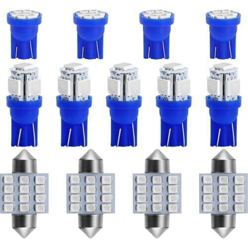 13Pcs/Pack Car Interior LED Lights For Dome License Plate Lamp 12V LED T10 31MM Double-tip Auto Car Interior Atmosphere Light