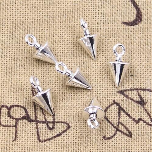 20pcs Charms Cone Shaped Conic Geometric Plumb Plummet 13x7x7mm Antique Silver Color Pendants Making DIY Tibetan Finding Jewelry