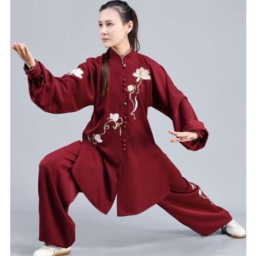 2021 Women Kung Fu Uniform Chinese Style Tai Chi Uniform Wushu Martial Arts Morning Exercise Bruce Lee Tang Suit Taichi TA2567
