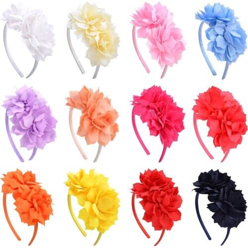 3.7inch Sweet Flowers Fabric Lovely Children Girls Pearls Hairband Headband Cute Girls Kids Sweet Party Daily Headwear Headwrap