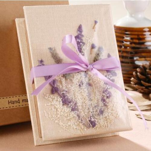 DIY Scrapbooking Album Natural Plant Dried Flowers Album Lavender Flowers Album DIY 5 Inch Eedding Album XC004