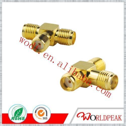 Free shipping Wholesale Fast Shipping SMA jack to 2 SMA jack female 3 way T type adapter connector