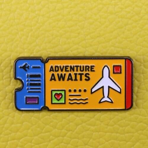 Journal Travel Brooch Adventure Awaits enamel Pin nursery Badge Life is a journey