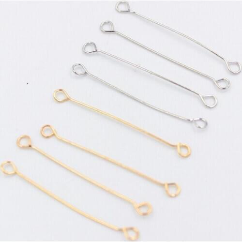 50pcs Double Eye Pin 15/20/25/30/35/40mm Earrings Findings For Diy Jewelry Making Jewelry Accessories Supplies
