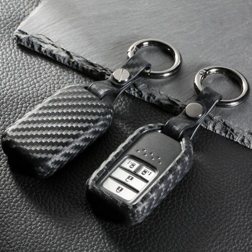 Carbon Fiber Key Case For Car 4 Buttons For Honda Accord Civic Crv City Jazz Elantra Ix35 Santafe Car Key Cover