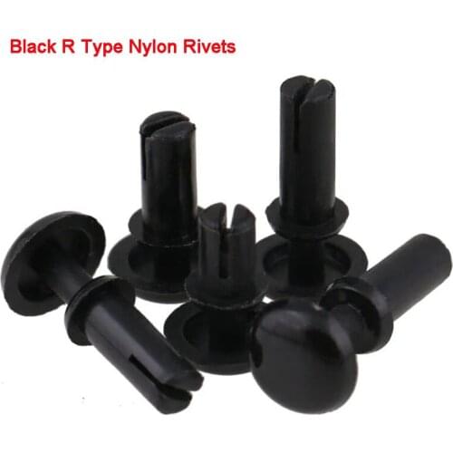 50pcs/lot Black R Type Nylon Rivets Type Nylon Rivets Plastic Nylon Rivets R4050 R4060 R4070 R4080 R4090 R4100 R4120-R6080