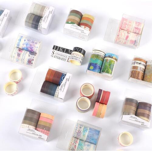 7pcs Or 10pcs/set Cute Series Decor Washi Tape Scrapbook DIY Clear Basic Masking Tape School Stationery Store Journal
