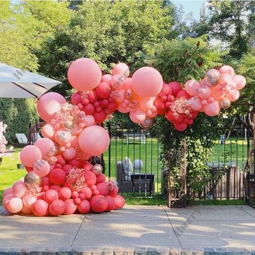 184Pcs Metallic Rose Gold Balloon Arch Wedding Decoration Pastel Pink Red Balloon Garland Adult Birthday Anniversary Party Decor