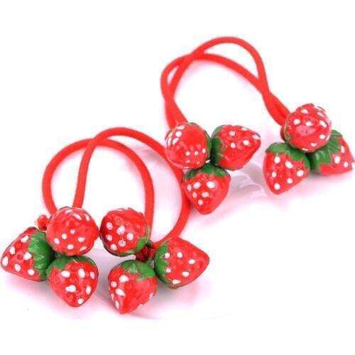 1 pairs Children Strawberry Elastic Hair Bands Baby Hair Rope Girls Elastic Rubber Bands