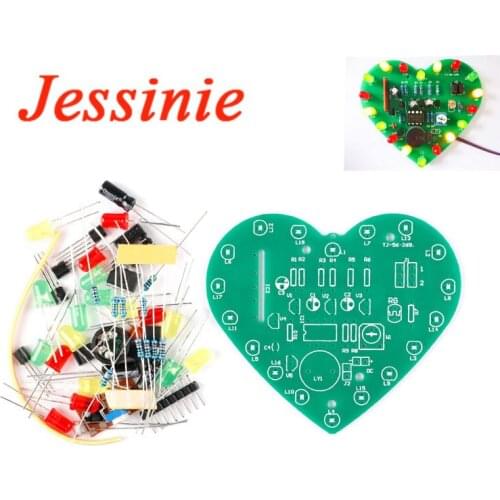 DIY Kit Heart Shape Breathing Lamp Kit LED Suite Colorful Light Control Music Electronic Production DC 3V 4.5V-5V for Learning