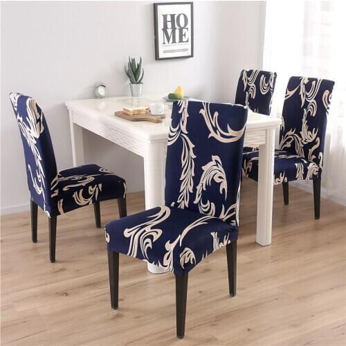 1/2/4/6PCS Flower Printed Geometric Kitchen Chair Covers Spandex Elastic Stretch Decoration Chair Dining Seat Cushion Anti-dirty