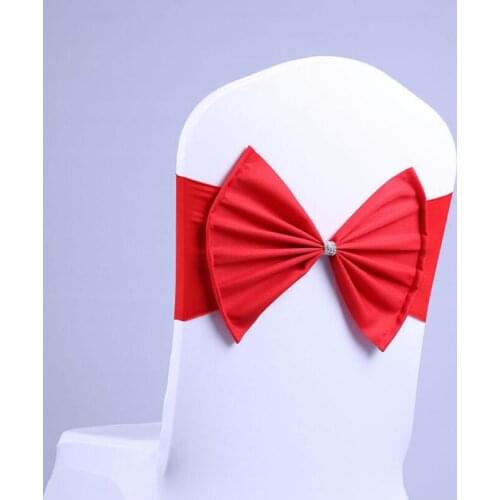 Elastic Organza Chair Covers Sashes Band Wedding Bowknot Spandex Chair Sash Buckles Cover LX4223