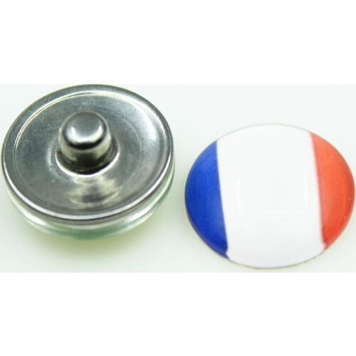Flag Of France 20pcs/lot Snap Buttons fit 18mm Ginger Button Snap Bracelet&Bangles Letters DIY Snap Jewelry Charms