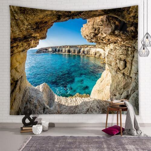 Sea Tapestry Ocean Beach Wall Hanging Water Landscape Beach Decoration Blue Frothy Blanket Polyester Beautiful Scenic Home Decor