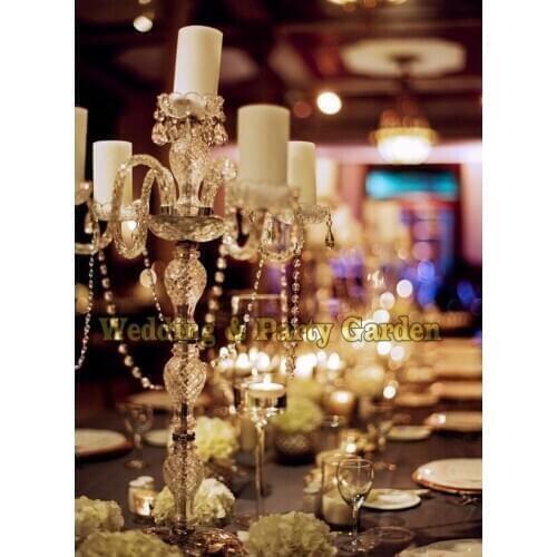 Hot Crystal Table Centerpiece Wedding Candelabras with bead drops Wedding Decoration