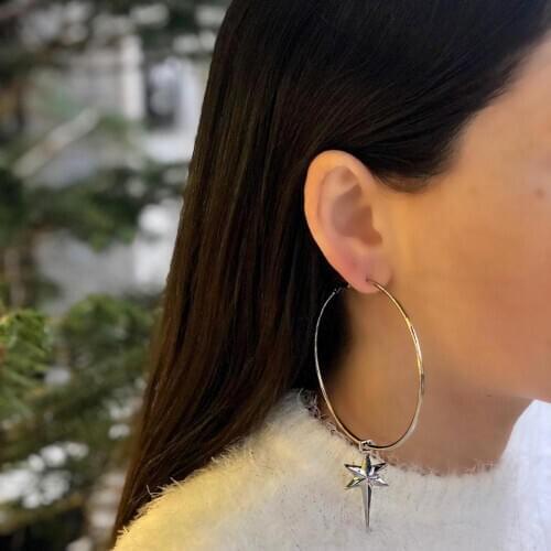 GULCE DERELI, COMET CHARM EARRINGS, HOOP EARRINGS, CHARM EARRINGS, GIFT BOX, GOLD/SILVER PLATED