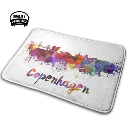 Copenhagen Skyline In Watercolor 3D Soft Non-Slip Mat Rug Carpet Cushion Copenhagen Copenhagen Skyline Denmark Europe