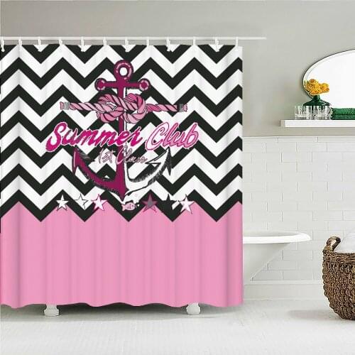 Nordic style creative anchor pattern nautical style shower curtain bathroom layout home decoration