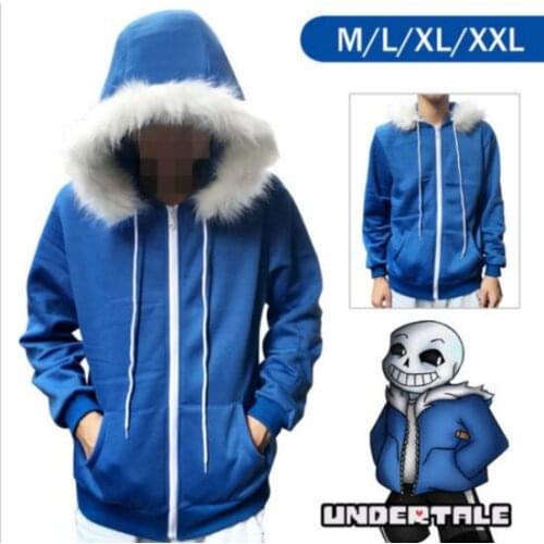2018 Hot Undertale Sans Cosplay Blue Hoodie Hooded Jacket Coat Sweater Sport Costume