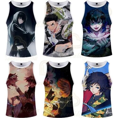 Demon Slayer 3d Print Unisex Tank Top Unisex Fashion Cool Summer Tank Top Work Out for Men Women Tank Tops Halter Tank Top