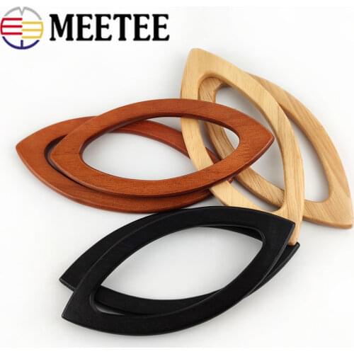 Meetee 1/3pairs 20*9.5cm 3 Colors Wooden Handle Buckle DIY Handmade Patchwork Bag Hook Buckle for Bag Frame Purse Handle AP2349
