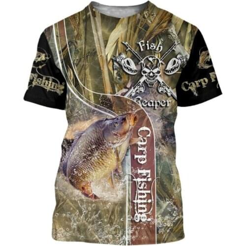 2021 summer new style mens and womens carp fishing 3D printed T-shirt summer fashion short-sleeved Harajuku T-shirt unisex str