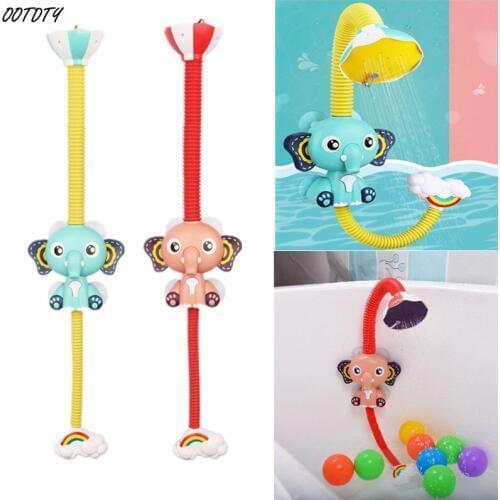 OOTDTY Cute Elephant Pattern Faucet Baby Water Game Shower Head Electric Water Spray Toy for Kids Swimming Bathroom Bath Toys