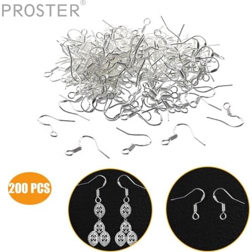 Proster for 200 pieces ear hooks FOR 925 silver jewelry for dangle earrings DIY Earrings beautiful silver earwire with hoop