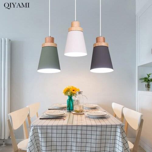 Gray/White/Green E27 Pendant Lights Nordic Minimalist Pendant Lights Kitchen Hanging Lamp Lighting Luminaire Dining Room Decor