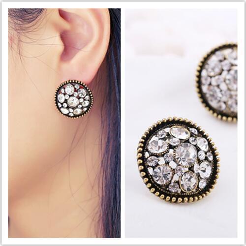 Earrings for woman Ancient Retro Women Boho Bijoux Unique Hollow Design Summer Round Rhinestone Statement Earrings Wholesale