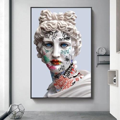 Apollo Sculpture Graffiti Street Art Canvas Painting Poster And Prints Wall Art Statue Picture For Living Room Home Decoration