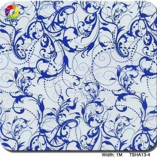 TSAUTOP 1M*10M blue flower design TSHA13-4 Water Transfer Printing Film hydro dipping pva film