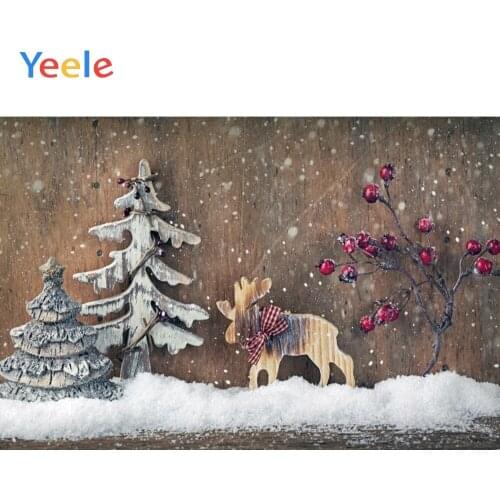Merry Christmas Tree Snow Deer Wooden Board Home Decoration Backdrop Photography Custom Photographic Background For Photo Studio