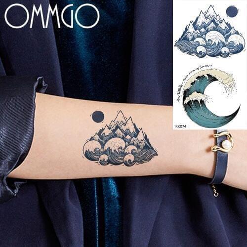 Surfing Design Rolling Wave Ocean Temporary Tattoos Sticker Mountain Ocean Fake Tattoo For Kid Custom Waterproof Tatoos Art Arm
