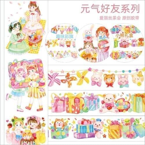 Good Friends Colorful Flag Girl Character Basic Special Ink Washi Tape