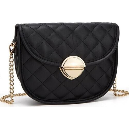 Luxurious Women Candy Color Shoulder Bag Fashion Simple PU Leather Diamond Pattern Crossbody Bag Semicircle Lock Chain Handbags