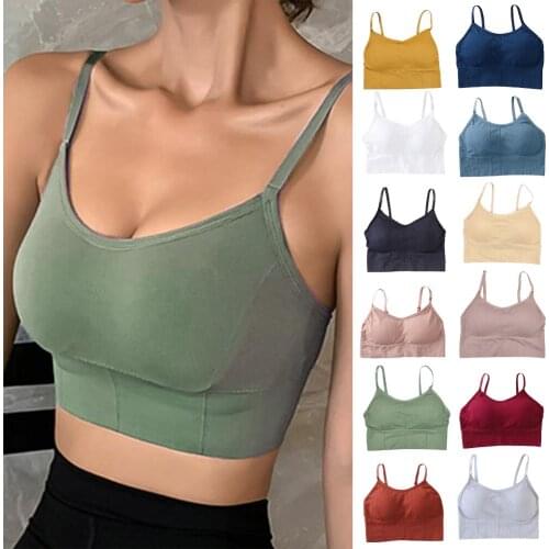 Women Cotton Sports Bras Fast Dry Elastic Padded Gym Running skeep Bra Solid color Underwear Fitness Yoga Sport breathable Tops