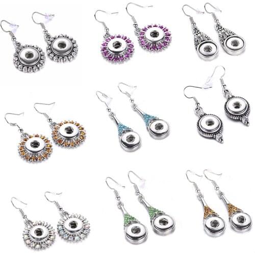 2019 New 18mm 12mm Snap Jewelry Fashion Vintage Crystal Snap Earrings For Women fit Snap Button Earrings for Women Earrings