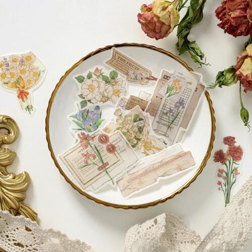 30 Pcs Retro Nature Plant Flora Vintage Stickers Set Decorative Sticker For Scrapbooking, Kid Diy Arts Crafts Album Junk Journal