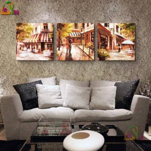 5d Diy Diamond Painting 3 panels modern Street View painting Full Square Round Drill Wall Art Diamond Embroidery Cross Stitch