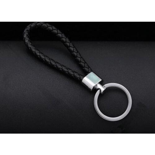 Car Keychain Woven Leather Cord Keychain Creative Key Holder Key Chain Keyring Leather Key Ring Auto Accessories