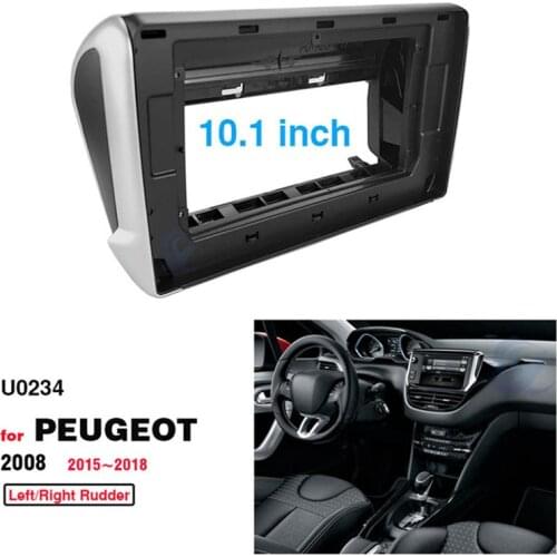 Car Radio ABS Plastic Fascia Panel Frame Fit for Peugeot 2008 2015~2018 Installation 2 Din 10.1 Inch DVD GPS MP5 Dash Mount Kits