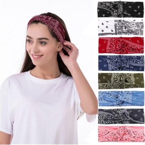 Bandana Print Headband Womens Yoga Hair Wrap Tie Paisley Twisted Stretchable