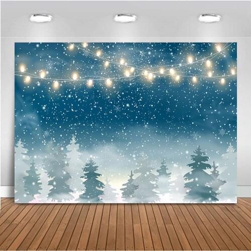 Glitter snow view background for photography Pine forest Photo backdrop studio snowflake backgrounds children portrait supplies