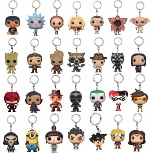 Funko Keychain Galaxy of the Guardians Tree Man Keychain Toy Dragon Ball Goku Naruto Dolls Snape Dobby Black Panther Minion